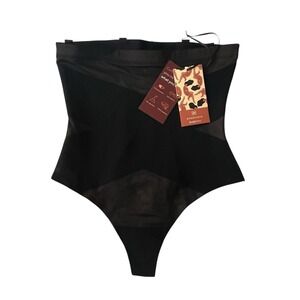 NWT HoneyLove Size L SuperPower Thong Black Beige Sculptwear Panty Shapewear